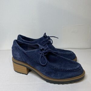 Clarks Somerset Balmer Willow Oxford Block Heel Navy Suede Women's Size US 7.5 M